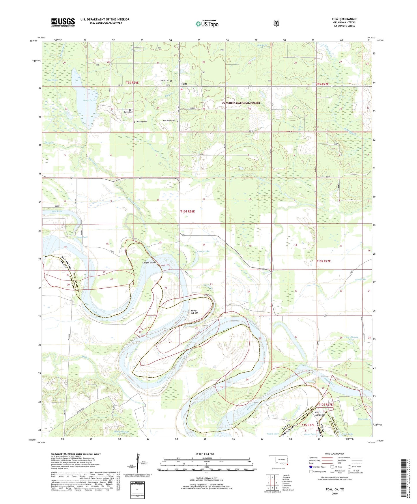 Tom Oklahoma US Topo Map Image