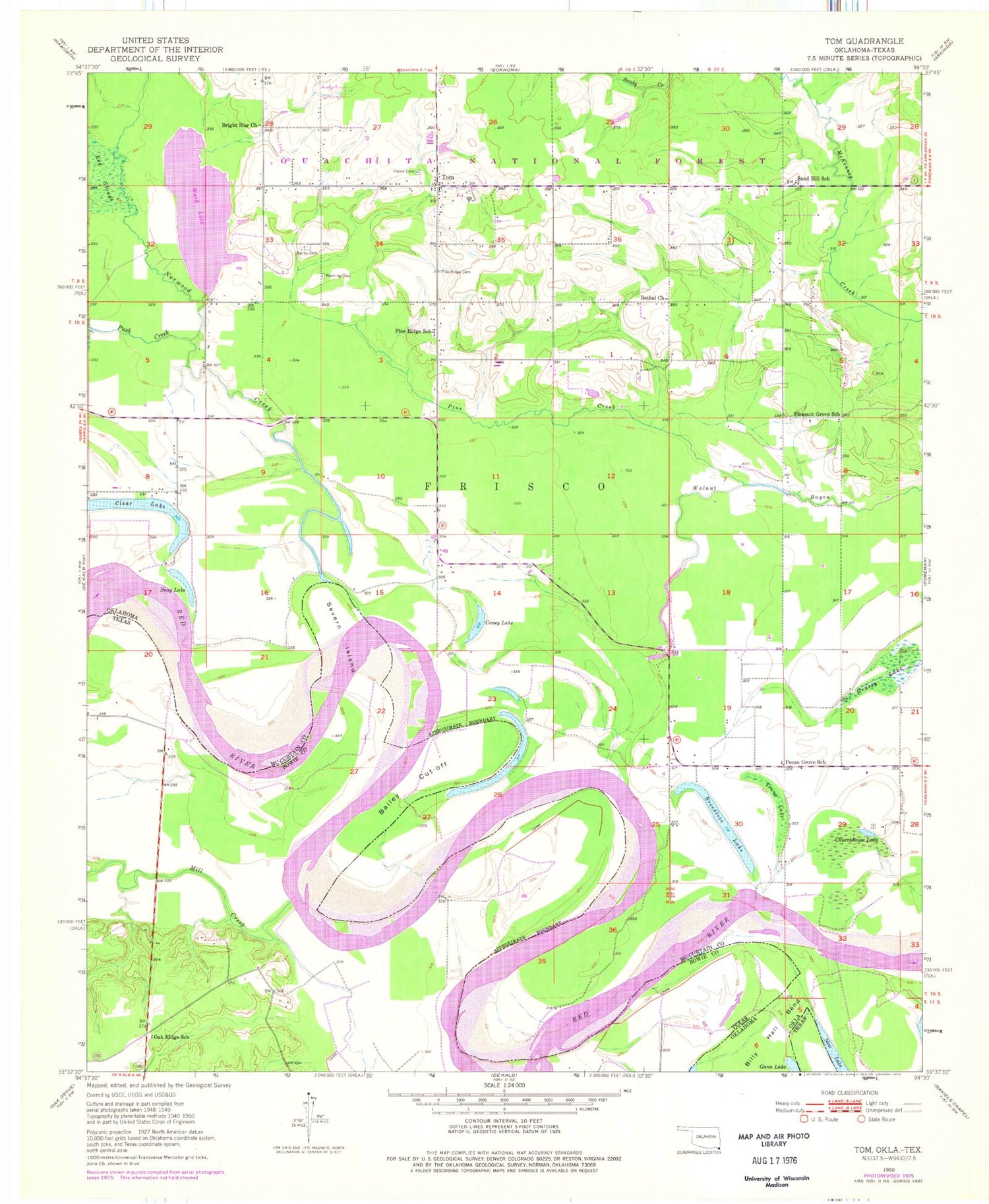 Classic USGS Tom Oklahoma 7.5'x7.5' Topo Map Image