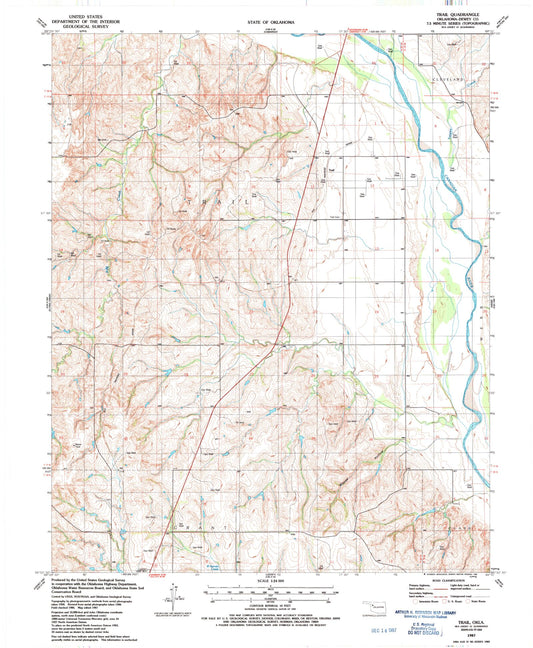 Classic USGS Trail Oklahoma 7.5'x7.5' Topo Map Image