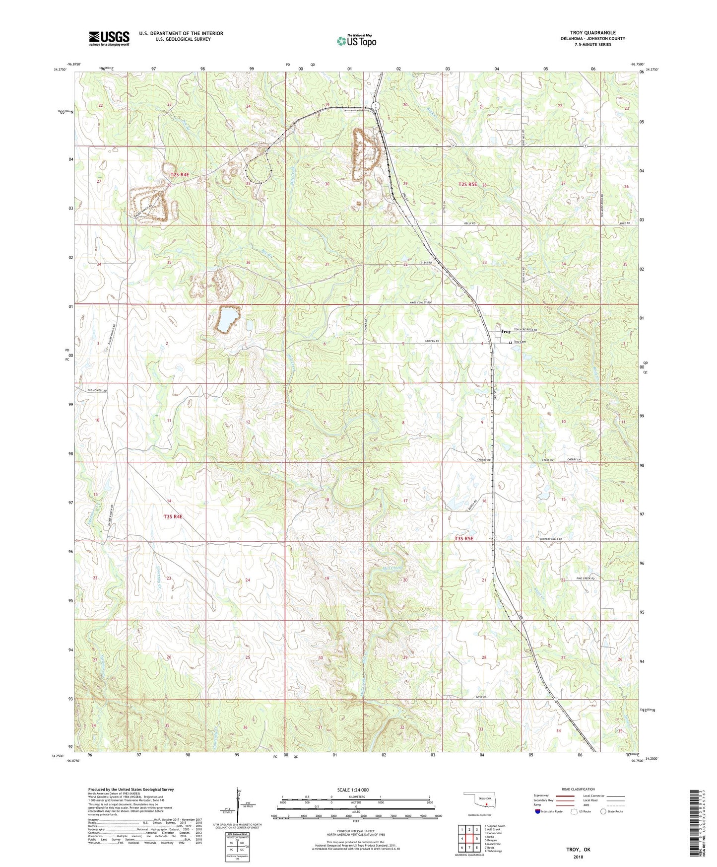 Troy Oklahoma US Topo Map Image
