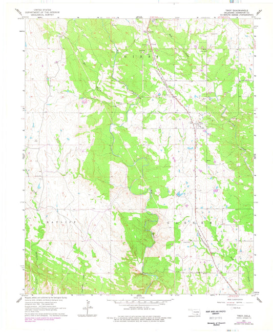 Classic USGS Troy Oklahoma 7.5'x7.5' Topo Map Image