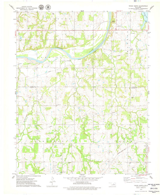 Classic USGS Tryon North Oklahoma 7.5'x7.5' Topo Map Image
