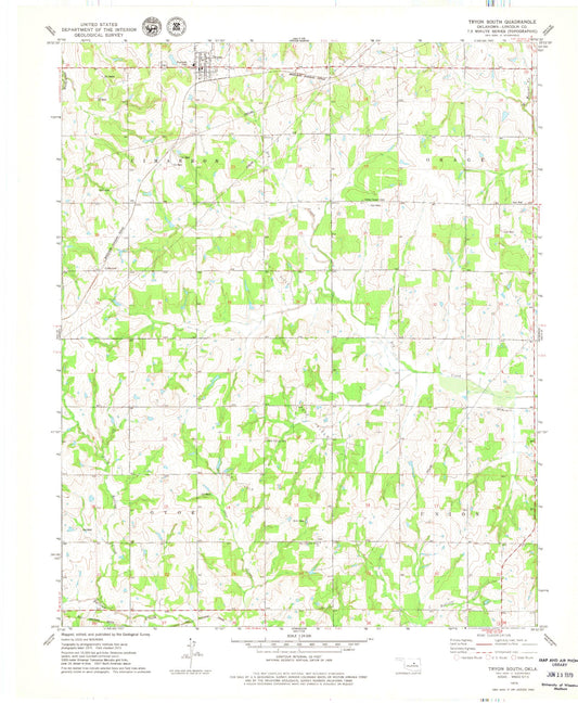 Classic USGS Tryon South Oklahoma 7.5'x7.5' Topo Map Image