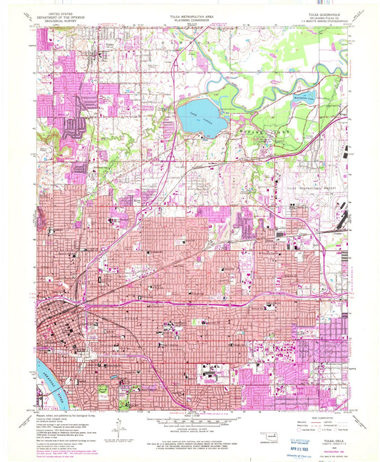 Classic USGS Tulsa Oklahoma 7.5'x7.5' Topo Map Image