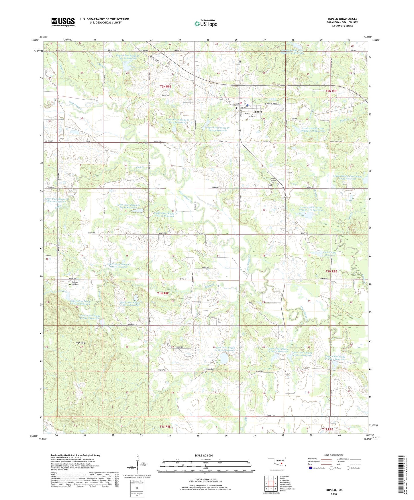 Tupelo Oklahoma US Topo Map Image