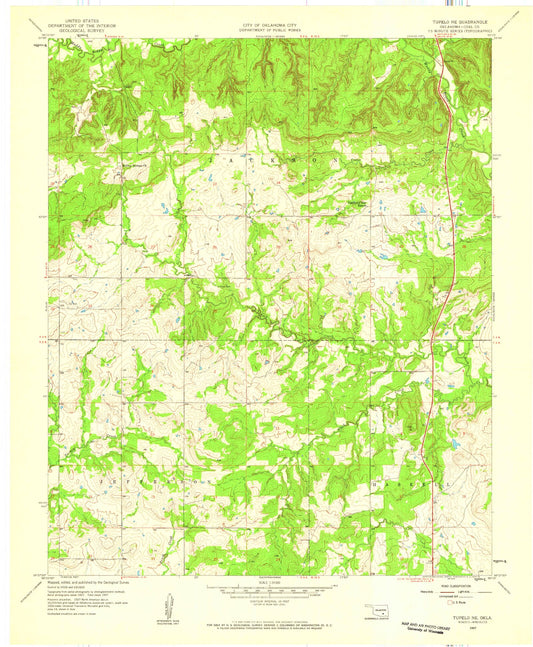 Classic USGS Tupelo NE Oklahoma 7.5'x7.5' Topo Map Image