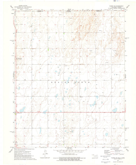 Classic USGS Turpin NE Oklahoma 7.5'x7.5' Topo Map Image