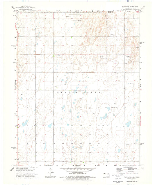 Classic USGS Turpin NE Oklahoma 7.5'x7.5' Topo Map Image