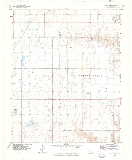 Classic USGS Turpin West Oklahoma 7.5'x7.5' Topo Map Image