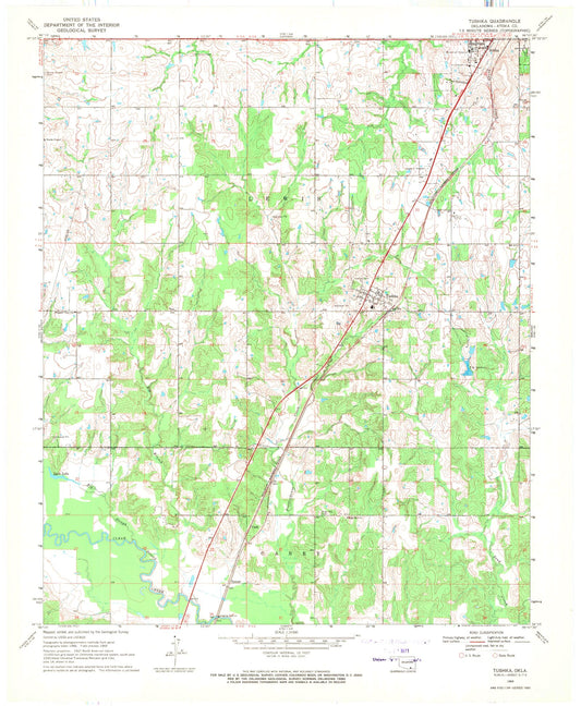 Classic USGS Tushka Oklahoma 7.5'x7.5' Topo Map Image