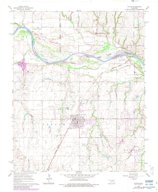 Classic USGS Tuttle Oklahoma 7.5'x7.5' Topo Map Image