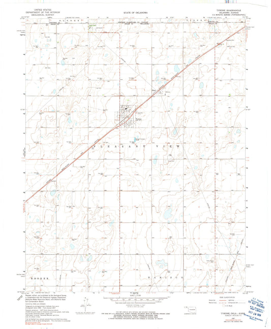 Classic USGS Tyrone Oklahoma 7.5'x7.5' Topo Map Image