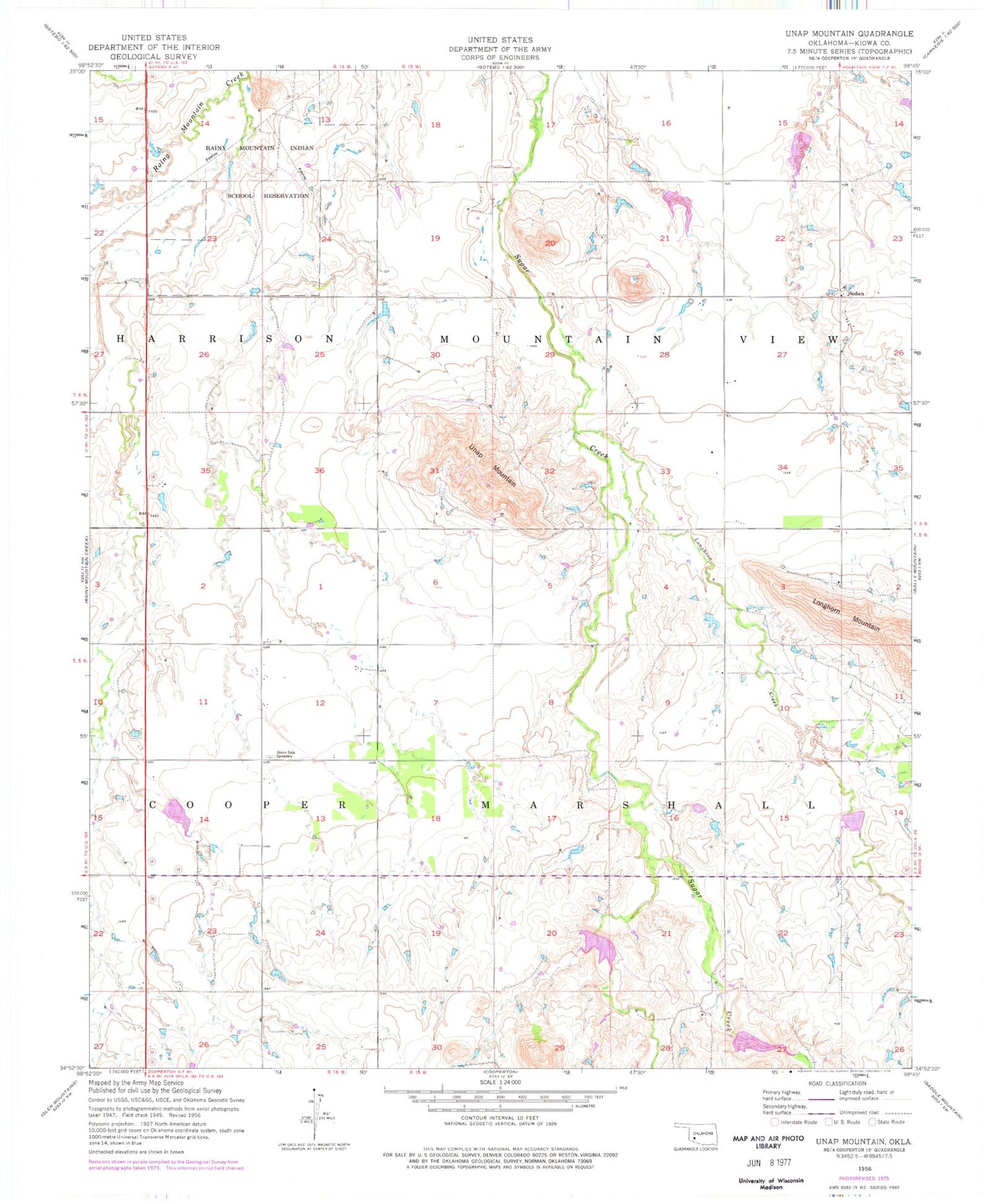 Classic USGS Unap Mountain Oklahoma 7.5'x7.5' Topo Map Image