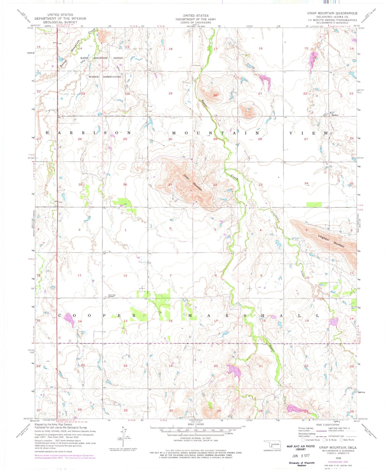 Classic USGS Unap Mountain Oklahoma 7.5'x7.5' Topo Map Image