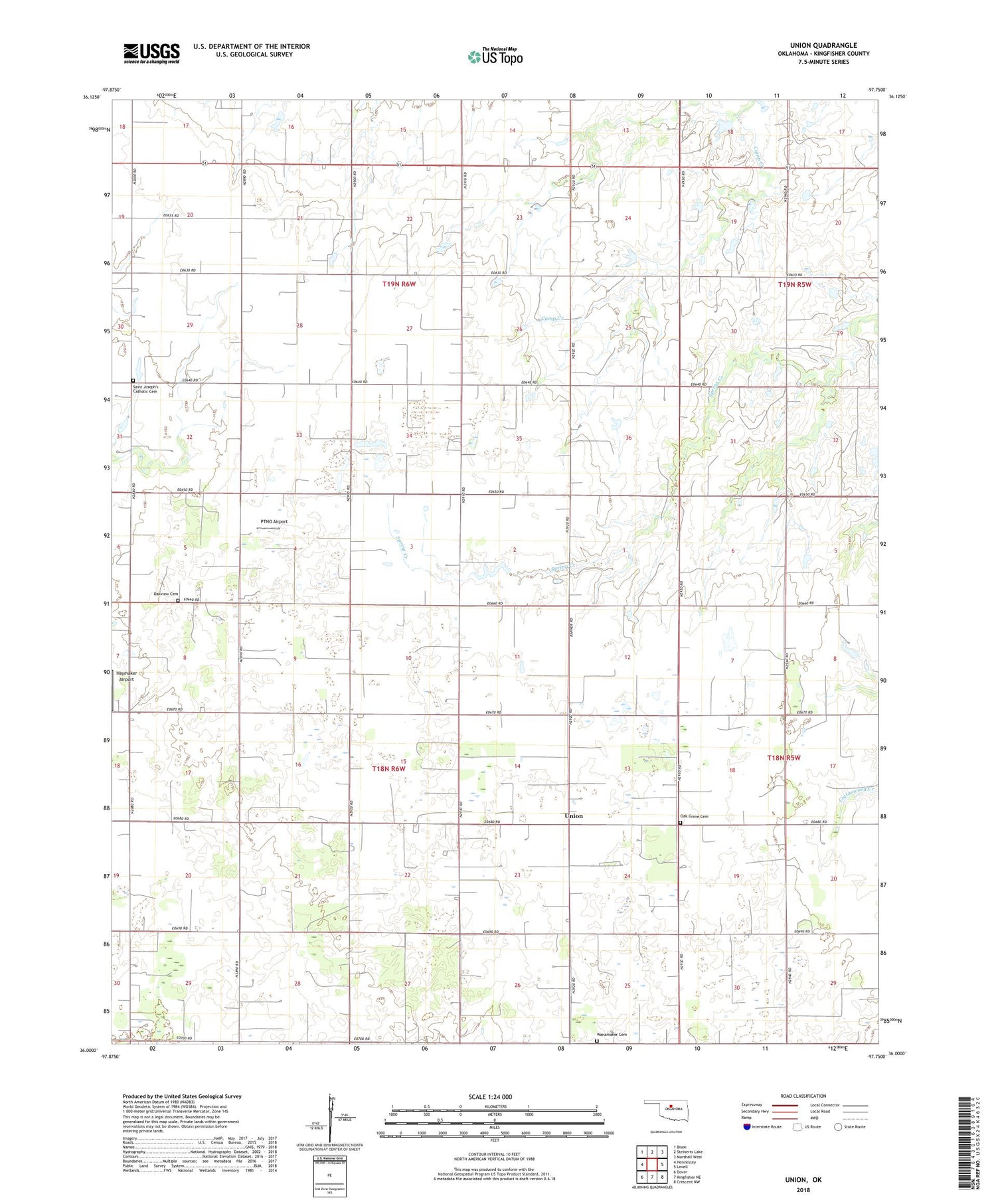 Union Oklahoma US Topo Map Image