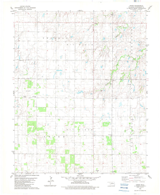 Classic USGS Union Oklahoma 7.5'x7.5' Topo Map Image