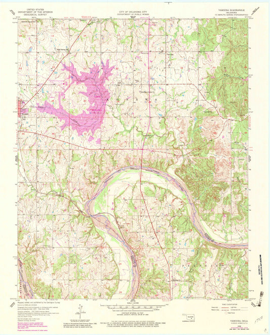 Classic USGS Vamoosa Oklahoma 7.5'x7.5' Topo Map Image