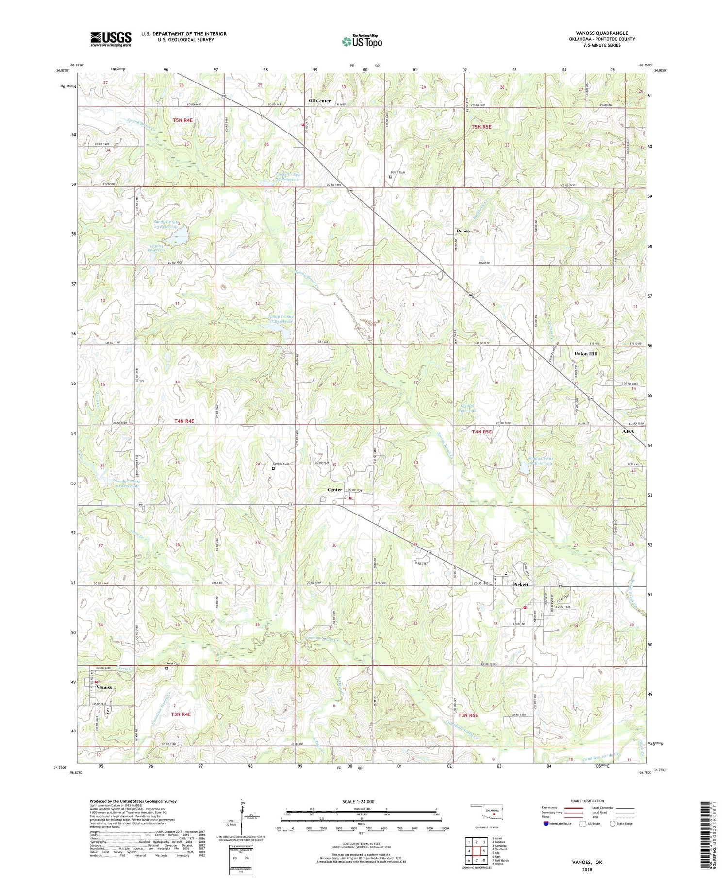 Vanoss Oklahoma US Topo Map Image