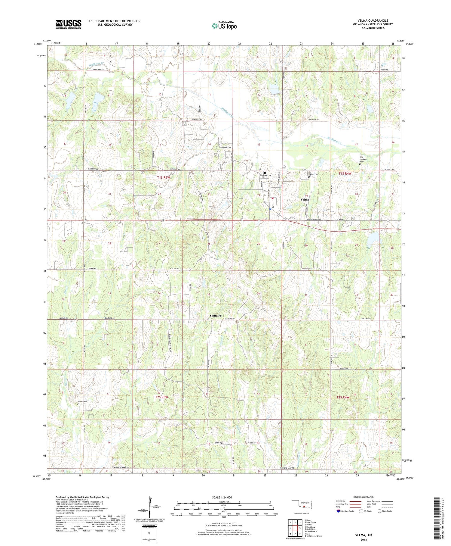 Velma Oklahoma US Topo Map Image