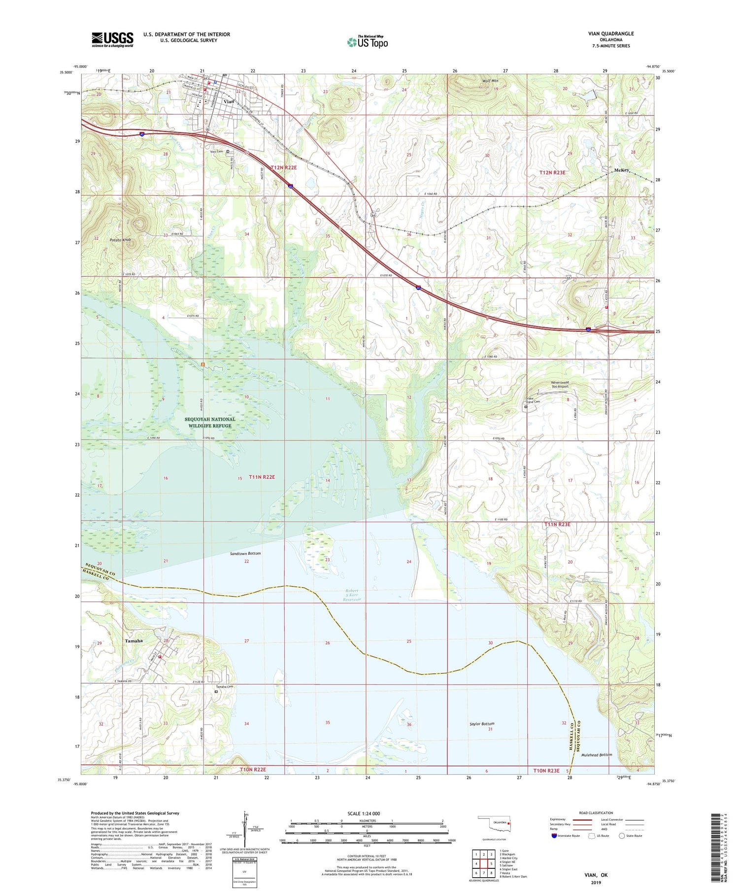 Vian Oklahoma US Topo Map Image