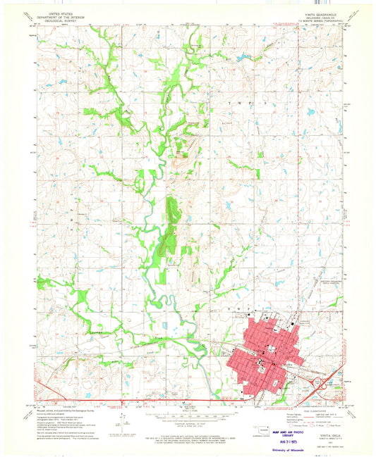 Classic USGS Vinita Oklahoma 7.5'x7.5' Topo Map Image