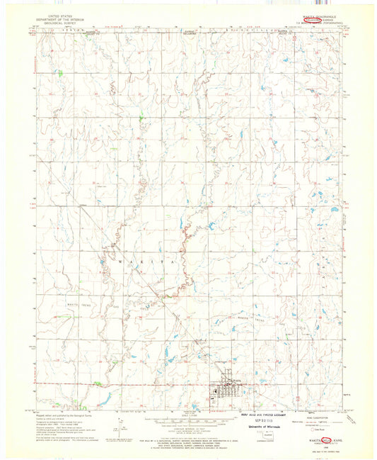 Classic USGS Wakita Oklahoma 7.5'x7.5' Topo Map Image