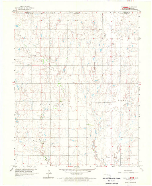 Classic USGS Wakita NE Oklahoma 7.5'x7.5' Topo Map Image