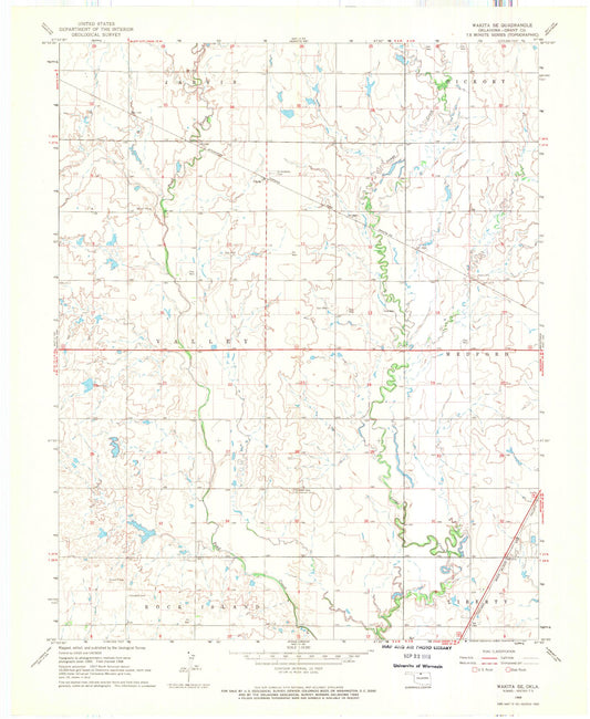 Classic USGS Wakita SE Oklahoma 7.5'x7.5' Topo Map Image
