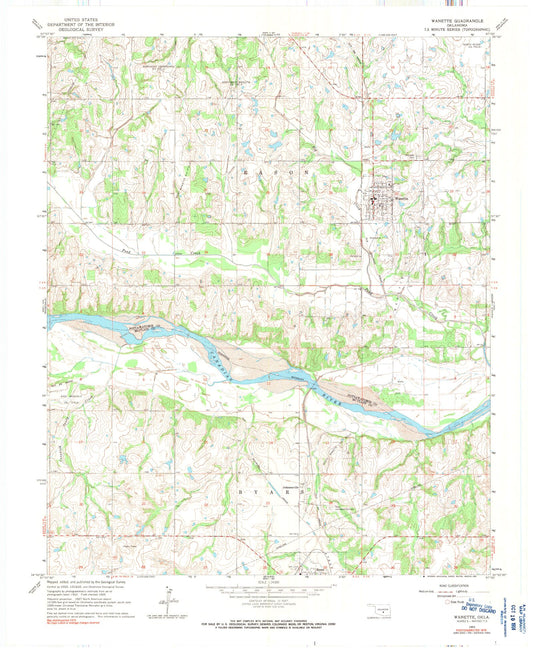 Classic USGS Wanette Oklahoma 7.5'x7.5' Topo Map Image