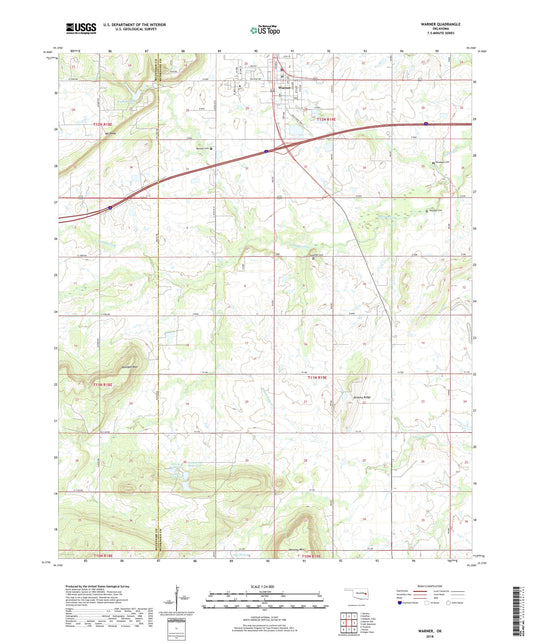 Warner Oklahoma US Topo Map Image