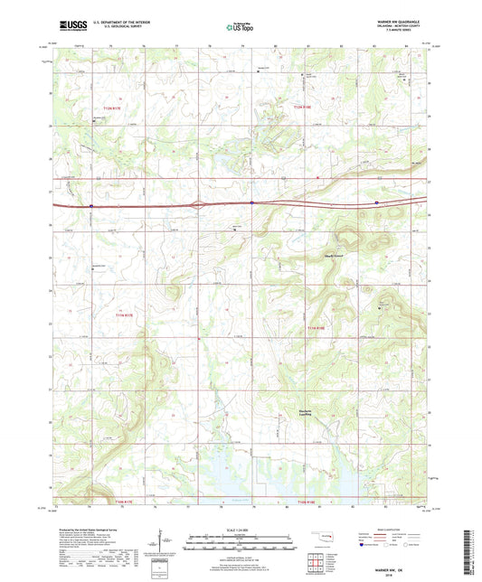 Warner NW Oklahoma US Topo Map Image