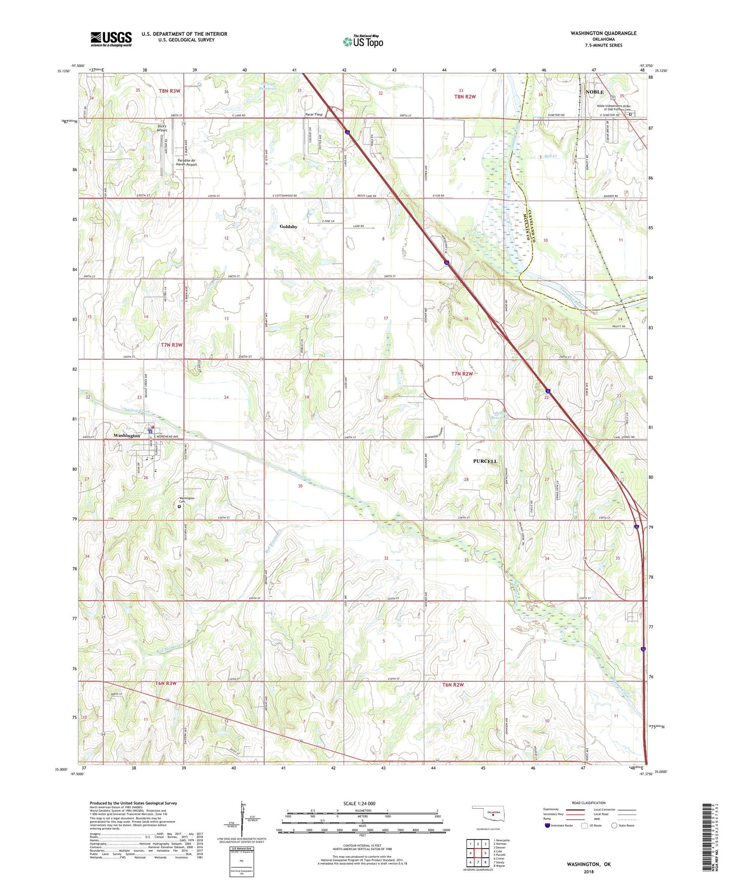Washington Oklahoma US Topo Map Image