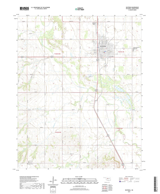 Watonga Oklahoma US Topo Map Image