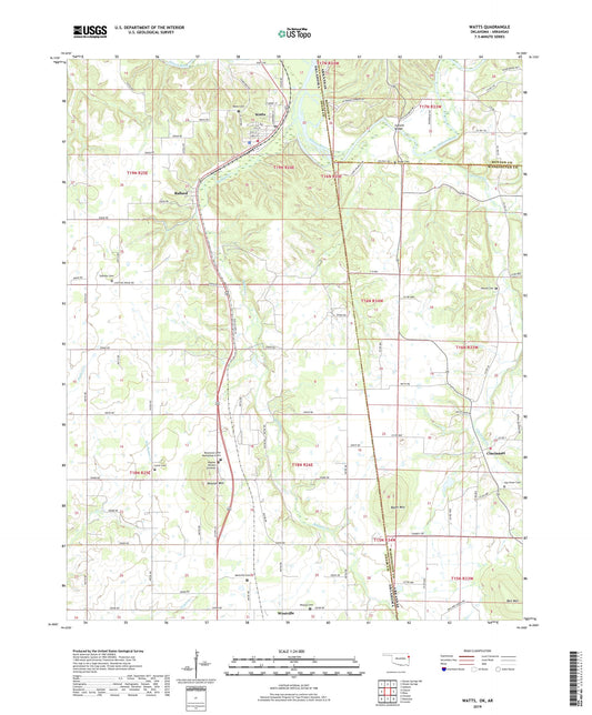 Watts Oklahoma US Topo Map Image