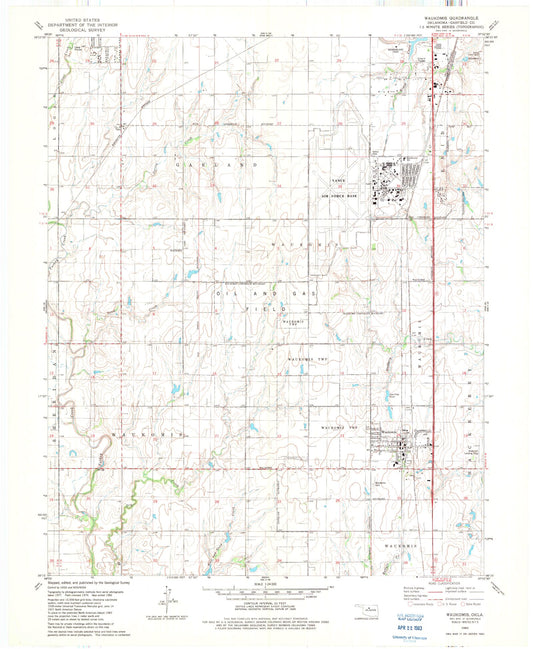 Classic USGS Waukomis Oklahoma 7.5'x7.5' Topo Map Image