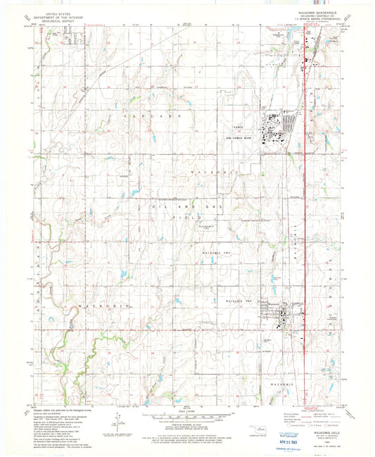 Classic USGS Waukomis Oklahoma 7.5'x7.5' Topo Map Image