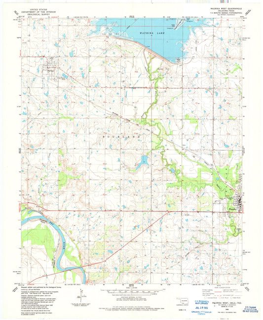 Classic USGS Waurika West Oklahoma 7.5'x7.5' Topo Map Image