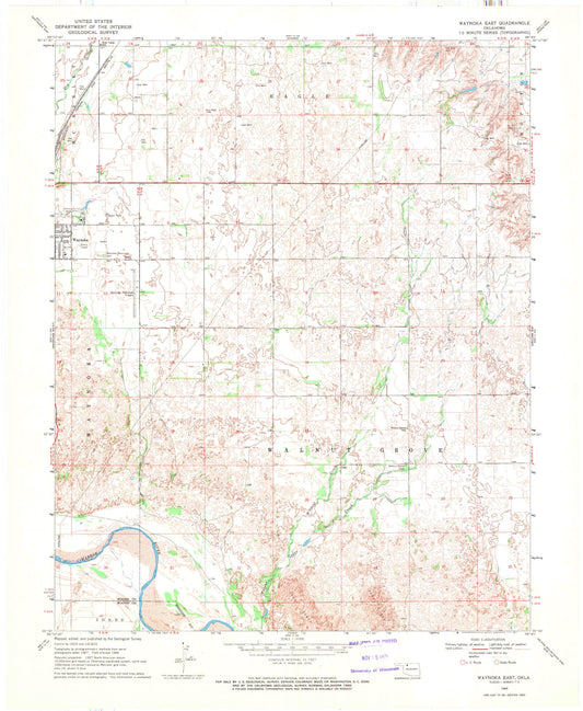 Classic USGS Waynoka East Oklahoma 7.5'x7.5' Topo Map Image