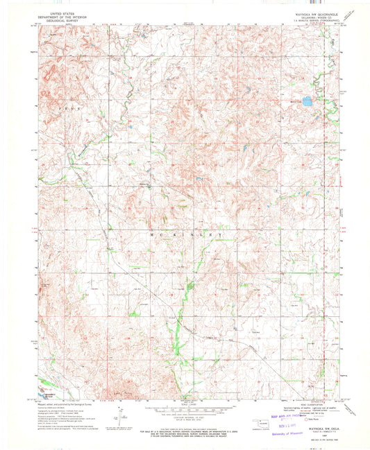 Classic USGS Waynoka NW Oklahoma 7.5'x7.5' Topo Map Image