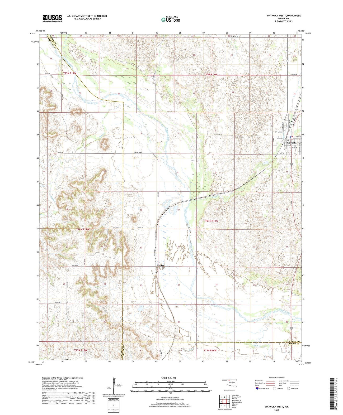 Waynoka West Oklahoma US Topo Map Image