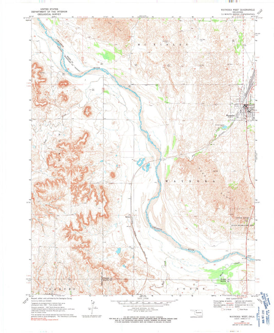 Classic USGS Waynoka West Oklahoma 7.5'x7.5' Topo Map Image