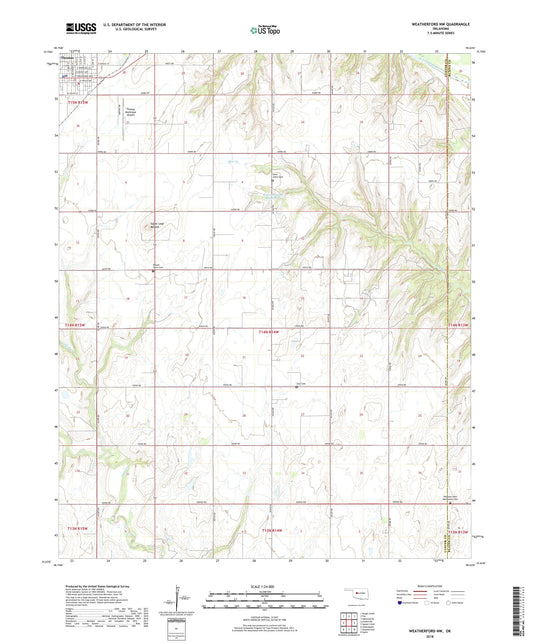 Weatherford NW Oklahoma US Topo Map Image