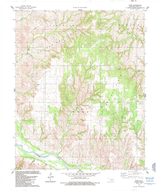 Classic USGS Webb Oklahoma 7.5'x7.5' Topo Map Image