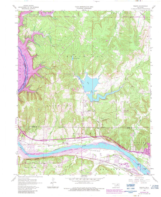 Classic USGS Wekiwa Oklahoma 7.5'x7.5' Topo Map Image