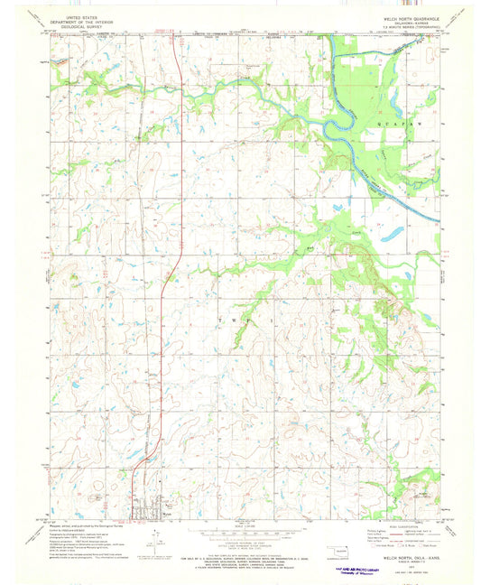 Classic USGS Welch North Oklahoma 7.5'x7.5' Topo Map Image