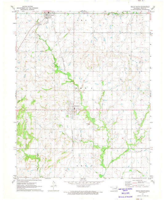 Classic USGS Welch South Oklahoma 7.5'x7.5' Topo Map Image