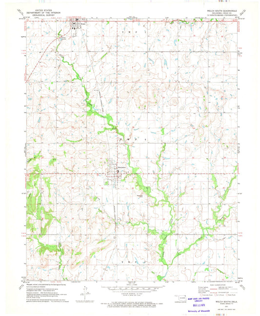 Classic USGS Welch South Oklahoma 7.5'x7.5' Topo Map Image