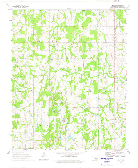 Classic USGS Welty Oklahoma 7.5'x7.5' Topo Map Image