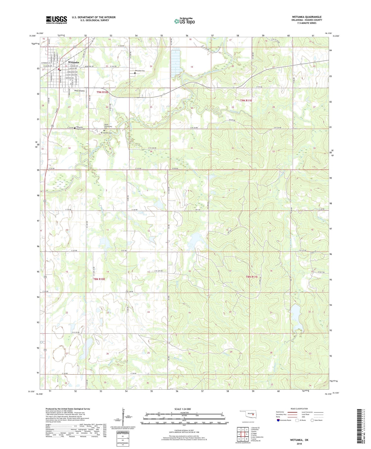 Wetumka Oklahoma US Topo Map Image
