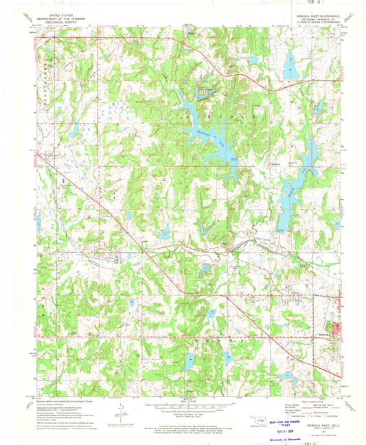 Classic USGS Wewoka West Oklahoma 7.5'x7.5' Topo Map Image